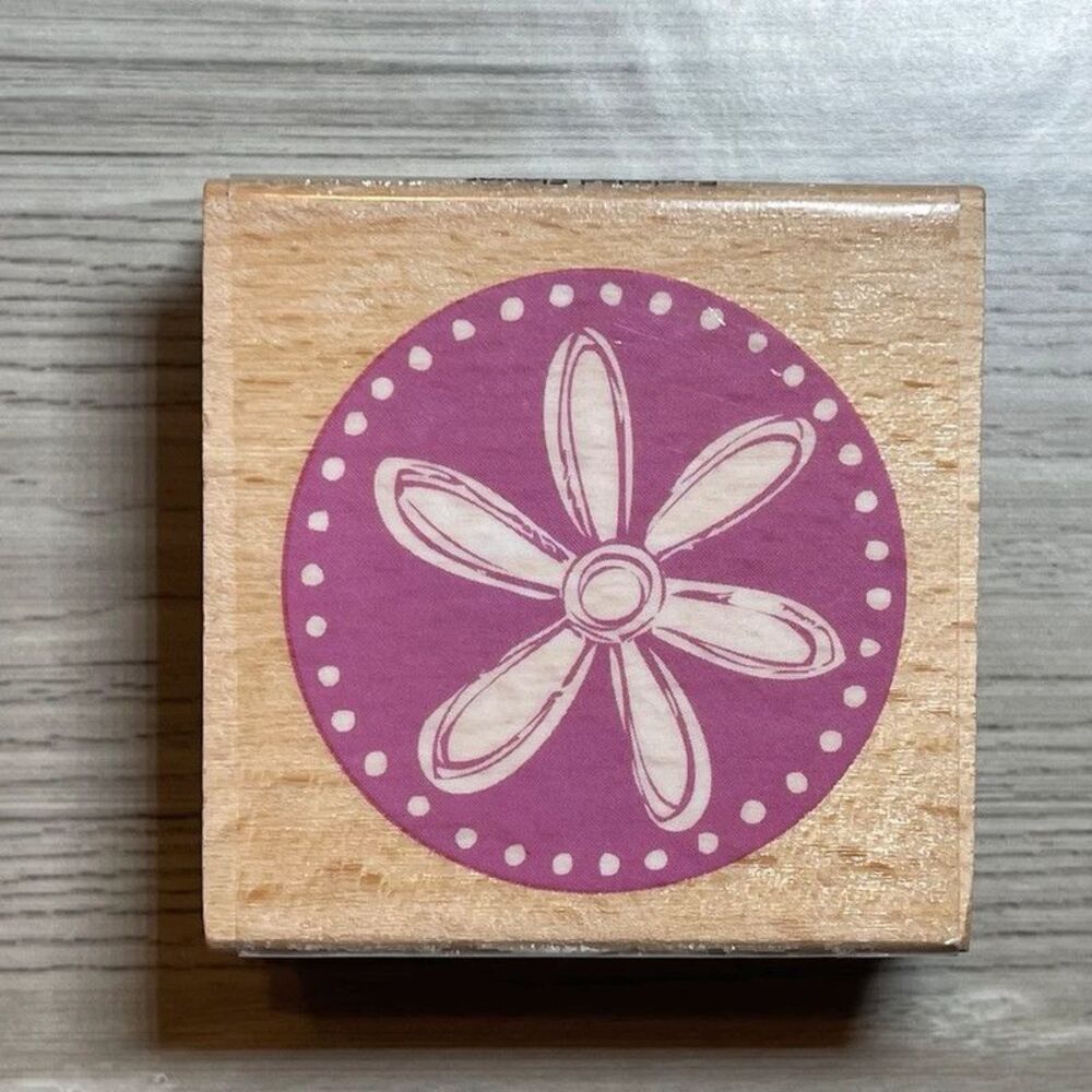 Kolette Hall Vintage Encircled Flower Rubber Stamp